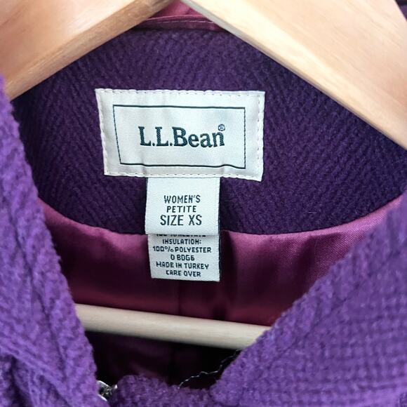 L.L. Bean Purple Wool Zip Toggle Coat Women's Size XS Petite - Picture 4 of 10
